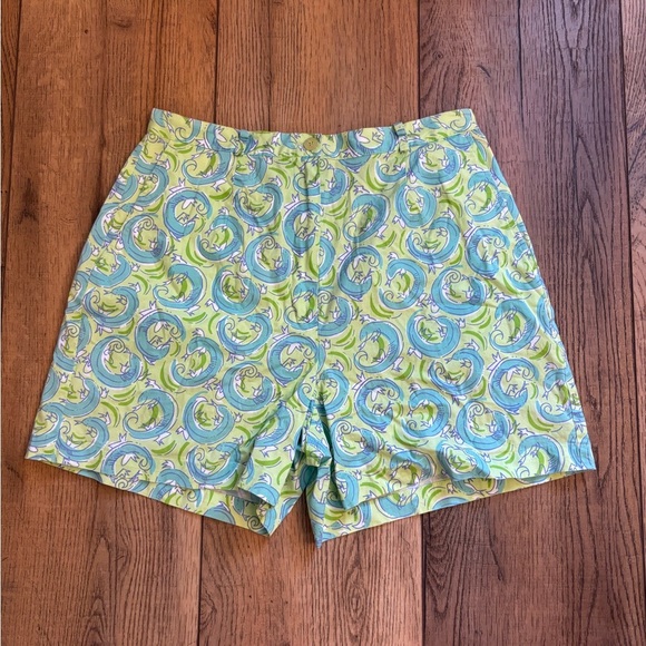 Lilly Pulitzer High Waist Green and Blue Shorts - Picture 1 of 3